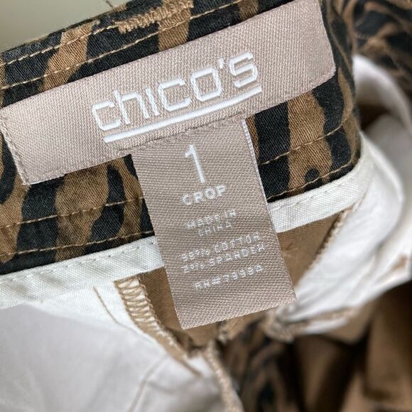 Chico’s Brown & Black Zebra Squiggle Print High Rise Crop Slim Pants - Picture 4 of 5